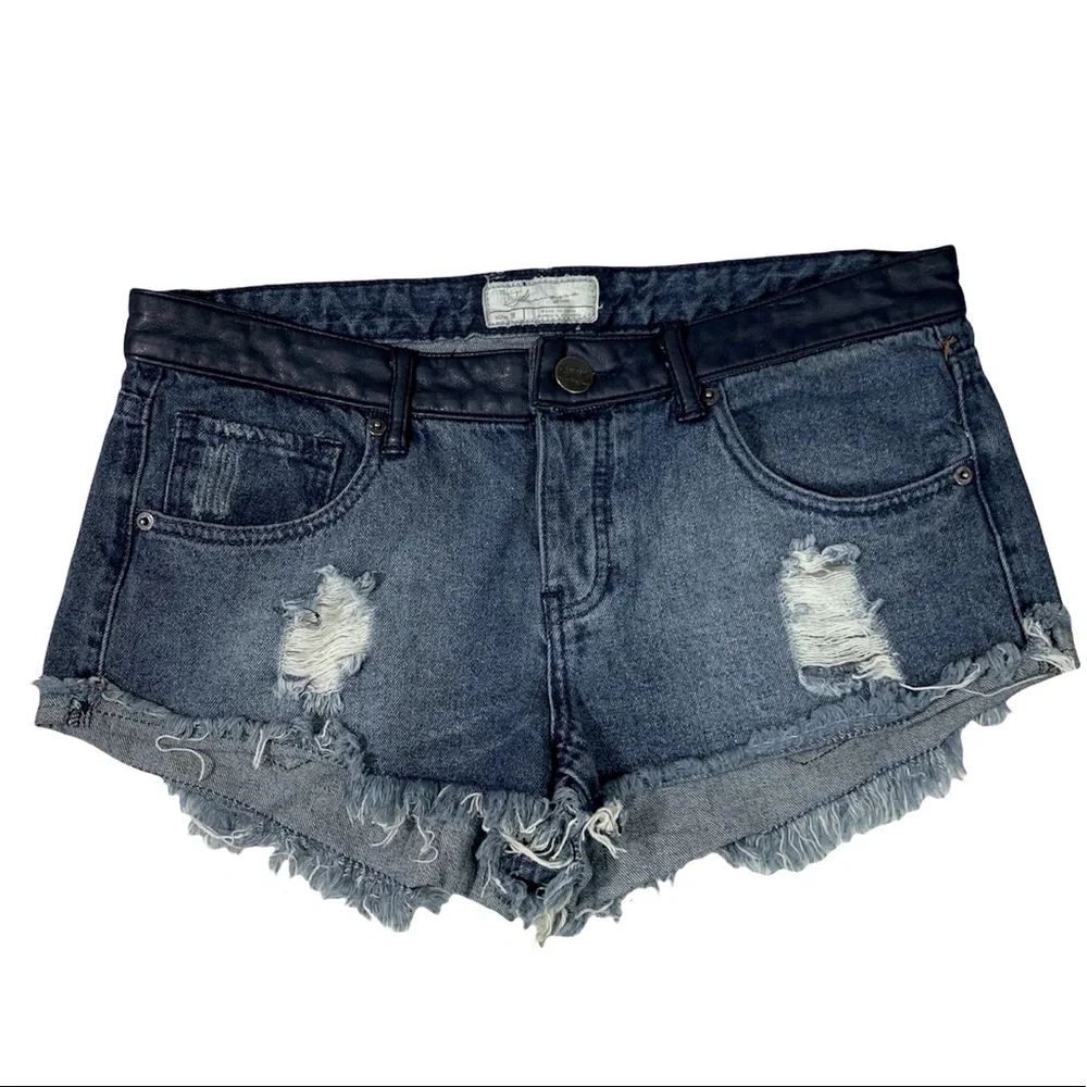 VINTAGE Havana Jean Shorts Size 28 Distressed Denim Shorts Button Fly